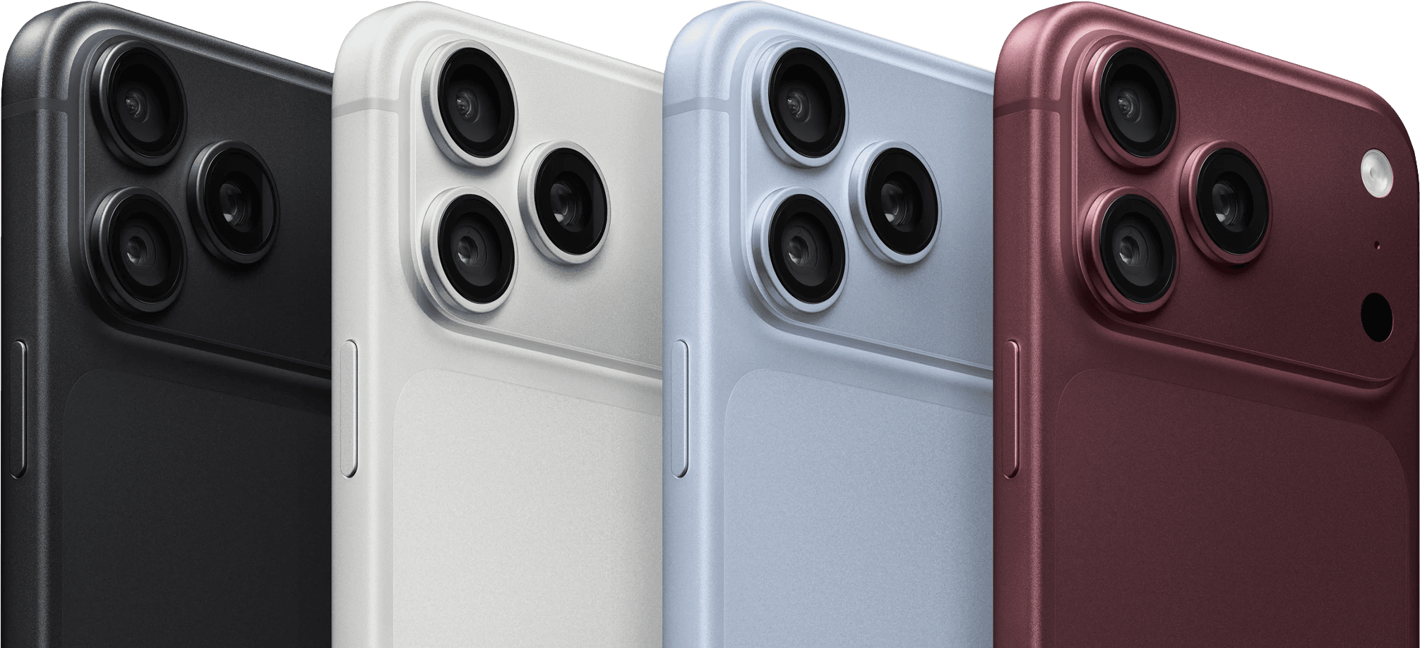iPhone 18 Pro nas cores Preto, Prateado, Glacial e Bordô